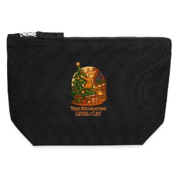 Le chat décore le sapin de Noël - Pochette zippée en toile 12 x 13 cm - noir - Devant