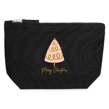 Christmas Tree Gold Lines Merry Christmas Gifts - Canvas Zip Pouch 12 x 13 cm - black - Front