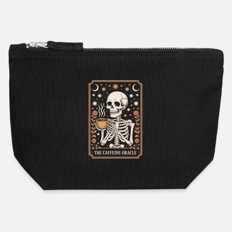 Le Café Oracle Caféine Tarot Oracle - Pochette zippée en toile 12 x 13 cm - noir