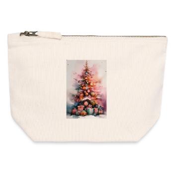 Pastellfarbener Aquarell-Weihnachtsbaum - Canvas Reißverschluss-Täschchen (12 x 13 cm) - Naturweiß - Vorne