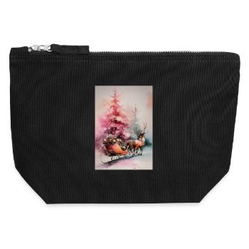 Pastell-Weihnachtsschlitten - Canvas Reißverschluss-Täschchen (12 x 13 cm) - Schwarz - Vorne