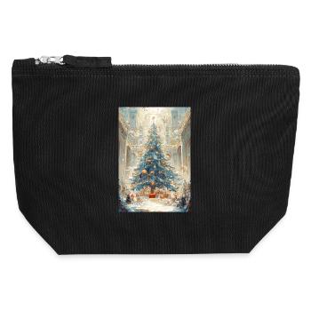 Aurora Blue Weihnachtskathedrale - Canvas Reißverschluss-Täschchen (12 x 13 cm) - Schwarz - Vorne