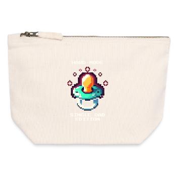 Mode difficile : Papa célibataire | Parent célibataire - Pochette zippée en toile 12 x 13 cm - blanc naturel - Devant