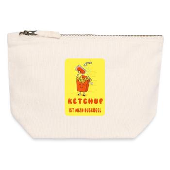 Le ketchup est mon gel douche - Pochette zippée en toile 12 x 13 cm - blanc naturel - Devant