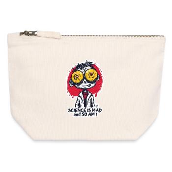 Autocollant du savant fou aux yeux grands ouverts - Pochette zippée en toile 12 x 13 cm - blanc naturel - Devant