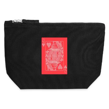 Art géométrique moderne en traits de la Reine de Cœur - Pochette zippée en toile 12 x 13 cm - noir - Devant