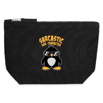 Pinguin Sarcastic Side Character Sonnenbrille Logo - Canvas Reißverschluss-Täschchen (12 x 13 cm) - Schwarz - Vorne