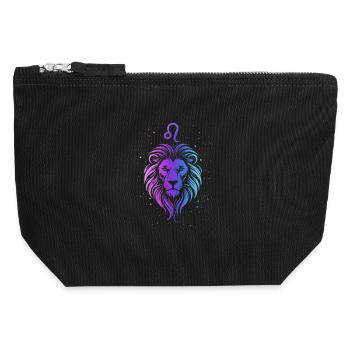 Leo – neon zodiac sign - Canvas Zip Pouch 12 x 13 cm - black - Front