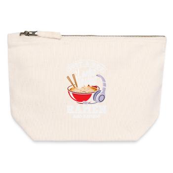 Boy Loves Ramen And Gaming Headset - Canvas Zip Pouch 12 x 13 cm - nature - Front