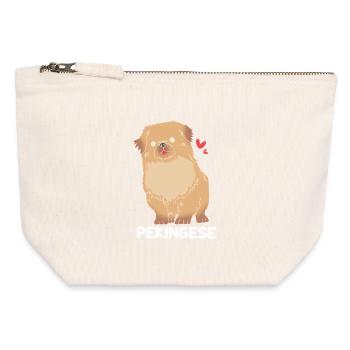 Pekinese - Canvas Reißverschluss-Täschchen (12 x 13 cm) - Naturweiß - Vorne