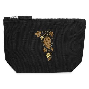 Wine, grapes, vine leaves, tendrils - Canvas Zip Pouch 12 x 13 cm - black - Front