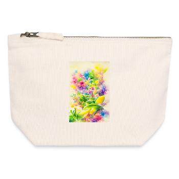 Art floral - Pochette zippée en toile 12 x 13 cm - blanc naturel - Devant