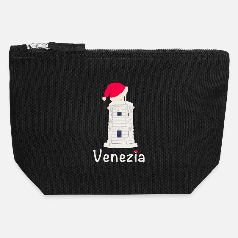 Noël Venise Phare SanGiorgio Maggiore - Pochette zippée en toile 12 x 13 cm - noir