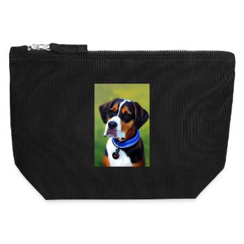 Photo de chien - Pochette zippée en toile 12 x 13 cm - noir - Devant