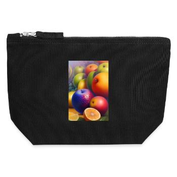 Früchte - Canvas Reißverschluss-Täschchen (12 x 13 cm) - Schwarz - Vorne