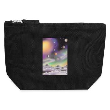 Espace et planètes - Pochette zippée en toile 12 x 13 cm - noir - Devant