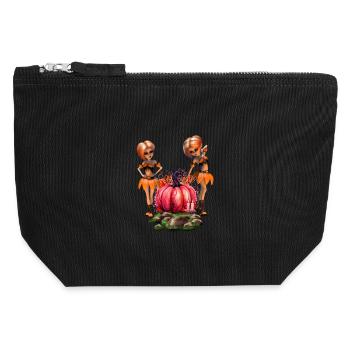 Design mignon d’Halloween - Pochette zippée en toile 12 x 13 cm - noir - Devant