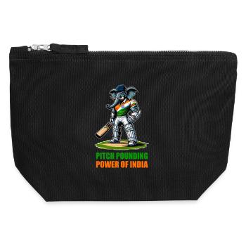 India cricket elephant design - Canvas Zip Pouch 12 x 13 cm - black - Front