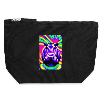 Nilpferd in Farbe Pop Art - Canvas Reißverschluss-Täschchen (12 x 13 cm) - Schwarz - Vorne