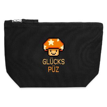 Glückspüz - Lucky Guy, Dialect, Pixel - Canvas Zip Pouch 12 x 13 cm - black - Front