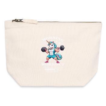 Séance d’entraînement matinale de la licorne - Pochette zippée en toile 12 x 13 cm - blanc naturel - Devant