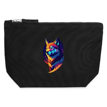 Wolf in the Night - Multicolored Decor - Canvas Zip Pouch 12 x 13 cm - black - Front