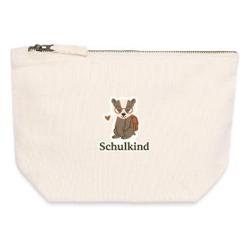 Schulkind - Canvas Reißverschluss-Täschchen (12 x 13 cm) - Naturweiß - Vorne