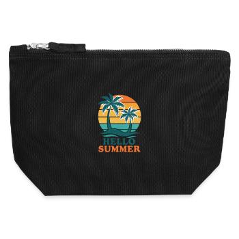 Strand mit Palmen und Sonnenuntergang - Canvas Reißverschluss-Täschchen (12 x 13 cm) - Schwarz - Vorne