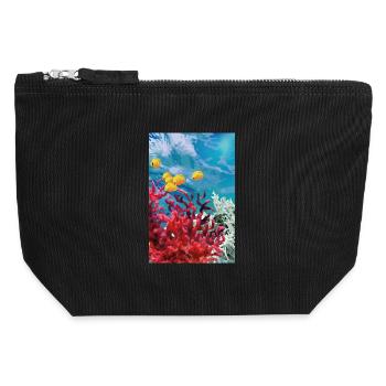 Vibrant Coral Reef Underwater World - Canvas Zip Pouch 12 x 13 cm - black - Front