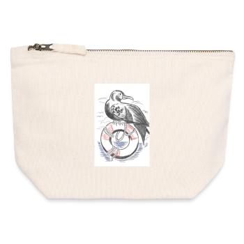Möwe - Canvas Reißverschluss-Täschchen (12 x 13 cm) - Naturweiß - Vorne