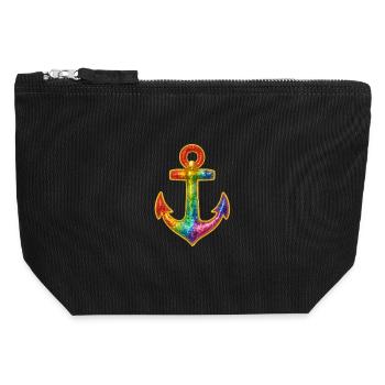 Leuchtender Anker in Regenbogenfarben - Canvas Reißverschluss-Täschchen (12 x 13 cm) - Schwarz - Vorne