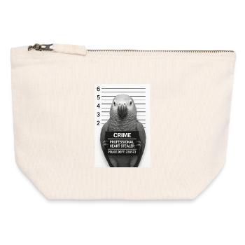 Parrot in Interrogation – Heart Thief - Canvas Zip Pouch 12 x 13 cm - nature - Front