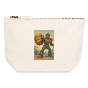 Robot Fight Stance in Docks - Canvas Zip Pouch 12 x 13 cm - nature - Front