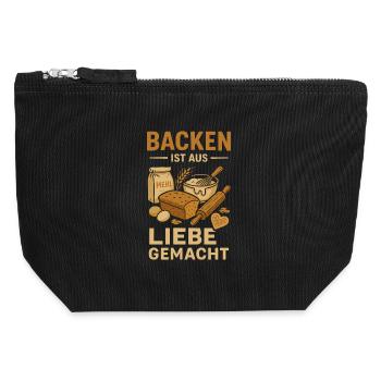 Backen Liebe Gemacht - Canvas Reißverschluss-Täschchen (12 x 13 cm) - Schwarz - Vorne
