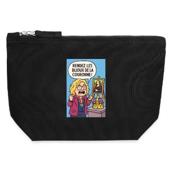 Caricature Vol du Louvre Pierre jean. - Pochette zippée en toile 12 x 13 cm - noir - Devant