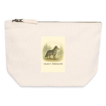 Stiller Machtwolf - Canvas Reißverschluss-Täschchen (12 x 13 cm) - Naturweiß - Vorne