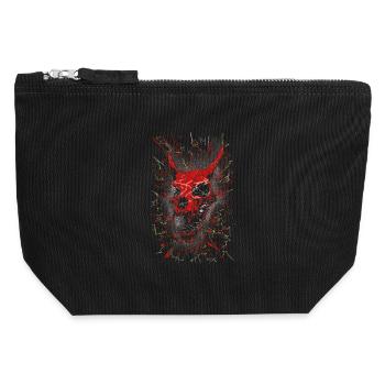 Neon Shattered Demon Skull - Canvas Zip Pouch 12 x 13 cm - black - Front