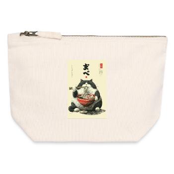 Ramen Cat Feast - Canvas Zip Pouch 12 x 13 cm - nature - Front