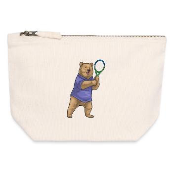 Raquette de tennis Bear - Pochette zippée en toile 12 x 13 cm - blanc naturel - Devant