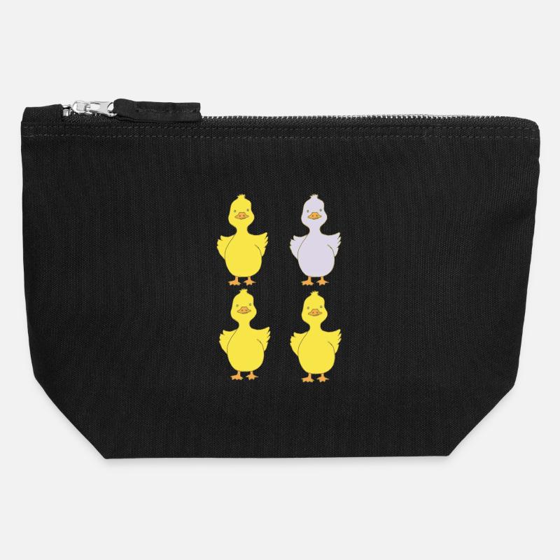 Vier Enten eine lila - Canvas Reißverschluss-Täschchen (12 x 13 cm) - Schwarz