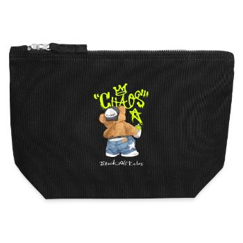 Graffiti de l’Ours du Chaos Brisent toutes les règles - Pochette zippée en toile 12 x 13 cm - noir - Devant