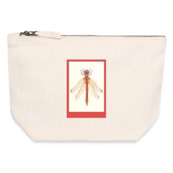 Rote Libelle Illustration - Canvas Reißverschluss-Täschchen (12 x 13 cm) - Naturweiß - Vorne