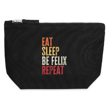 Eat Sleep Be Felix Repeat Retro Name - Canvas Zip Pouch 12 x 13 cm - black - Front