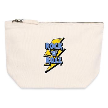 Rock 'N' Roll Logo with Lightning Bolt - Canvas Zip Pouch 12 x 13 cm - nature - Front