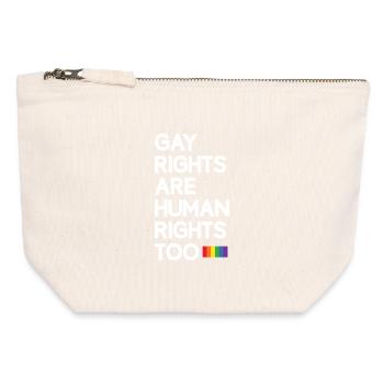 Mois de la Fierté LGBT - Les droits des homosexuels sont aussi des droits humains - Pochette zippée en toile 12 x 13 cm - blanc naturel - Devant