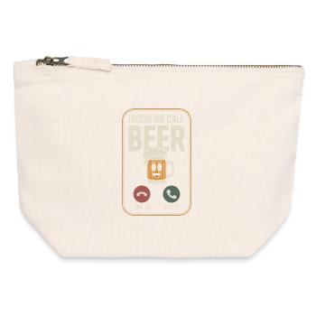 Bier Incoming Call Beer JGA Herren Männerabend - Canvas Zip Pouch 12 x 13 cm - nature - Front