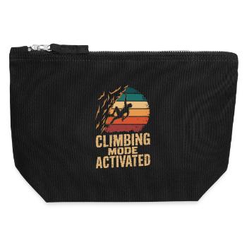  Climbing Mode Activated Klettern Boulder Retro - Canvas Reißverschluss-Täschchen (12 x 13 cm) - Schwarz - Vorne