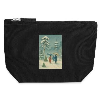 Japanische Weihnacht im Ukiyo-e Winterstil - Canvas Reißverschluss-Täschchen (12 x 13 cm) - Schwarz - Vorne