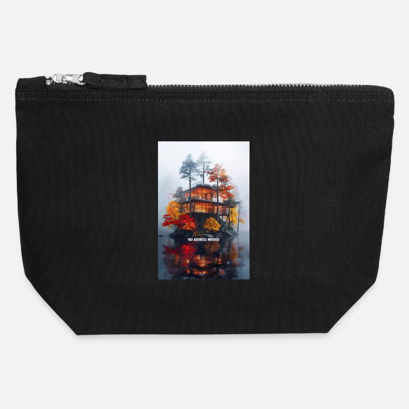 PAS BESOIN D’ADRESSE - Villa moderne de l’île d’automne - Pochette zippée en toile 12 x 13 cm - noir