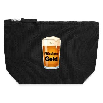 Flüssiges Gold Pint Design - Canvas Reißverschluss-Täschchen (12 x 13 cm) - Schwarz - Vorne